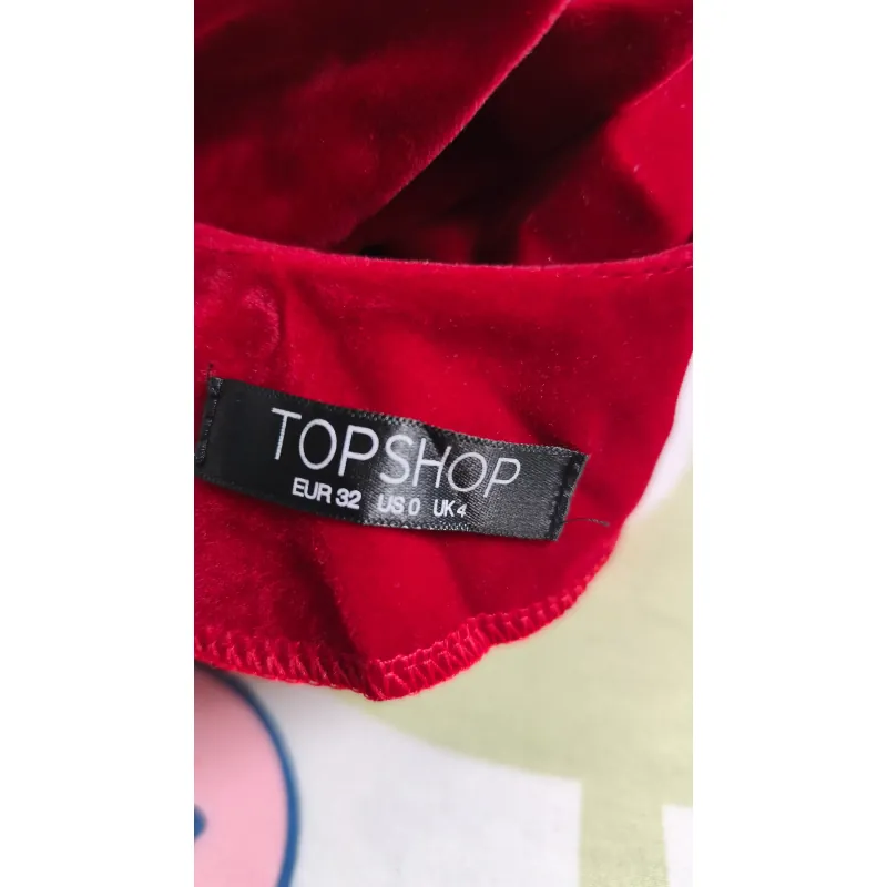 Váy nhung đỏ thắt nơ TOPSHOP size S 779659