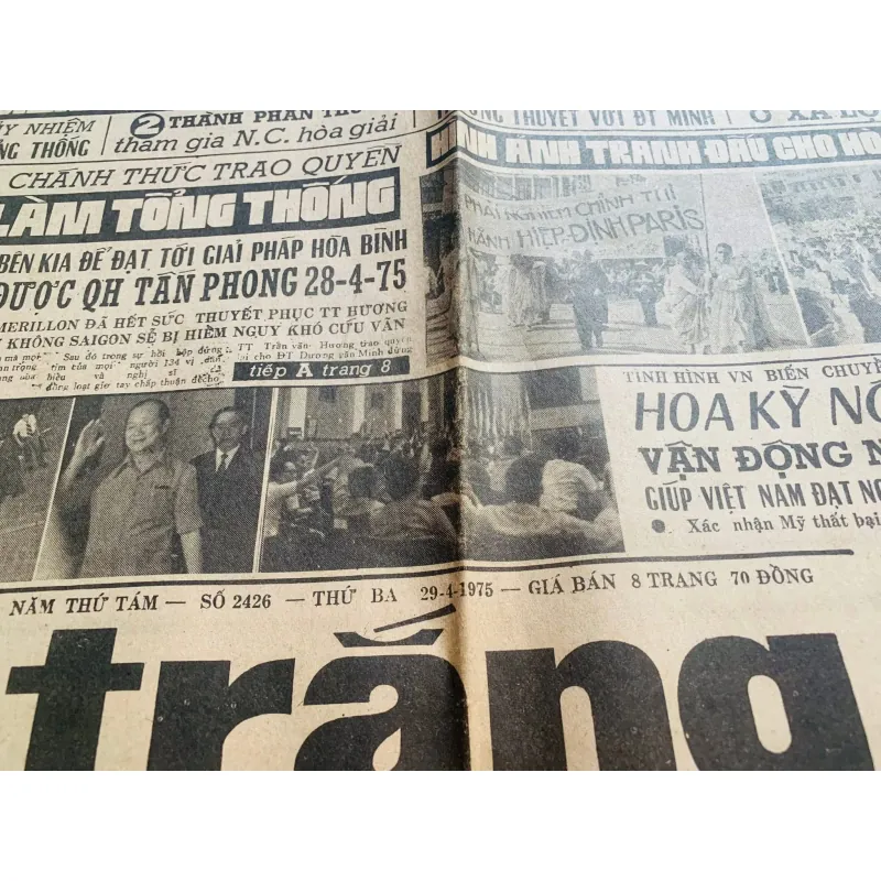 Báo Miền Nam xưa trắng đen phát hành thứ 3- 29/04/1975  752752