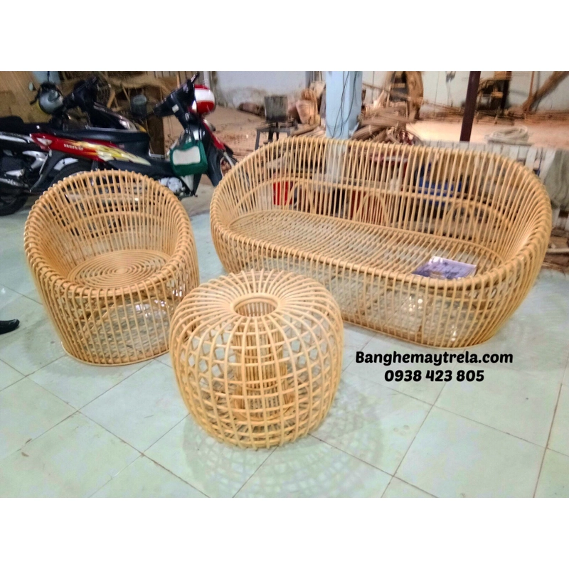 Bàn ghế sofa trứng mây tự nhiên 459646