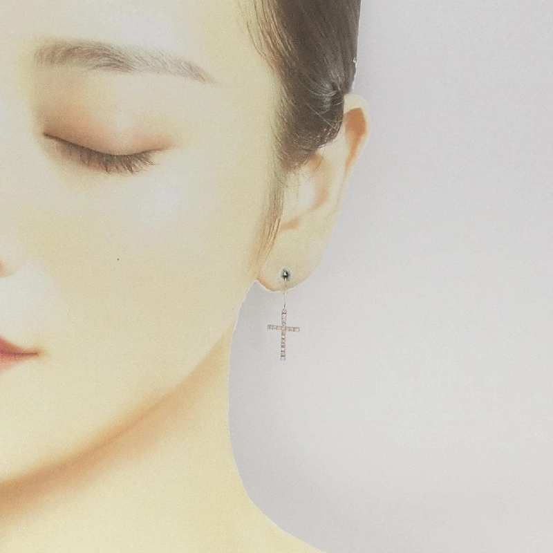 K18PG Bông tai kim cương chéo 0.24CT - Hàng hiệu chính hãng 869870