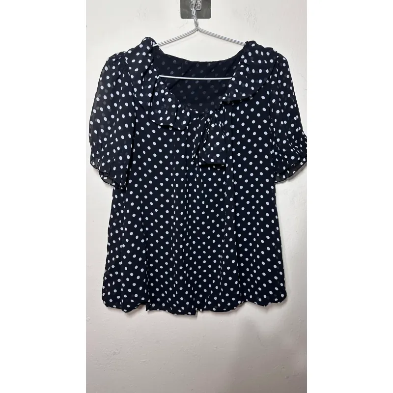 Áo blouse nữ chấm bi tay bồng cổ đức màu đen trắng 734257