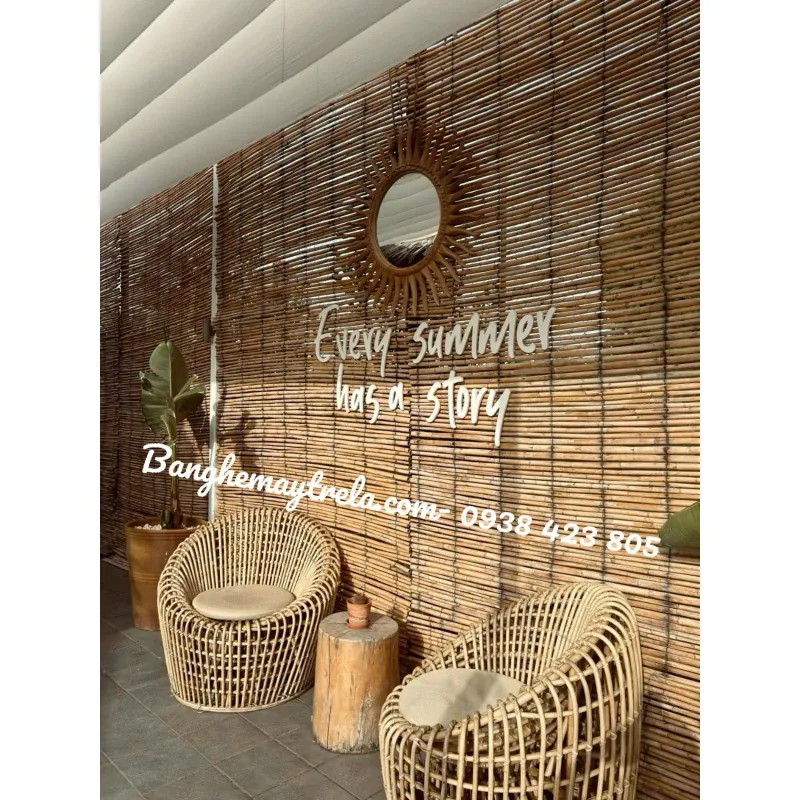 Bàn ghế sofa trứng mây tre 793124