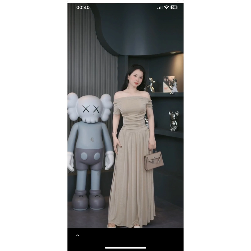 Váy maxi trễ vai mặc 3 kiểu size L (Mới nguyên tem mác) 443042