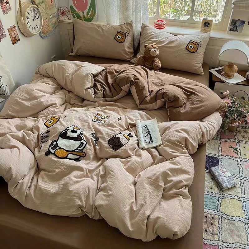 Chăn ga cotton đũi mềm hoạ tiết thêu 469579