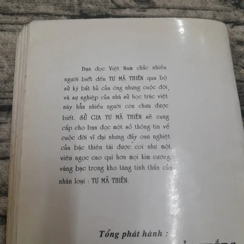 Sử gia TƯ MÃ THIÊN. Soạn giả Trần Trọng Sâm. Bản in năm 1999 751695