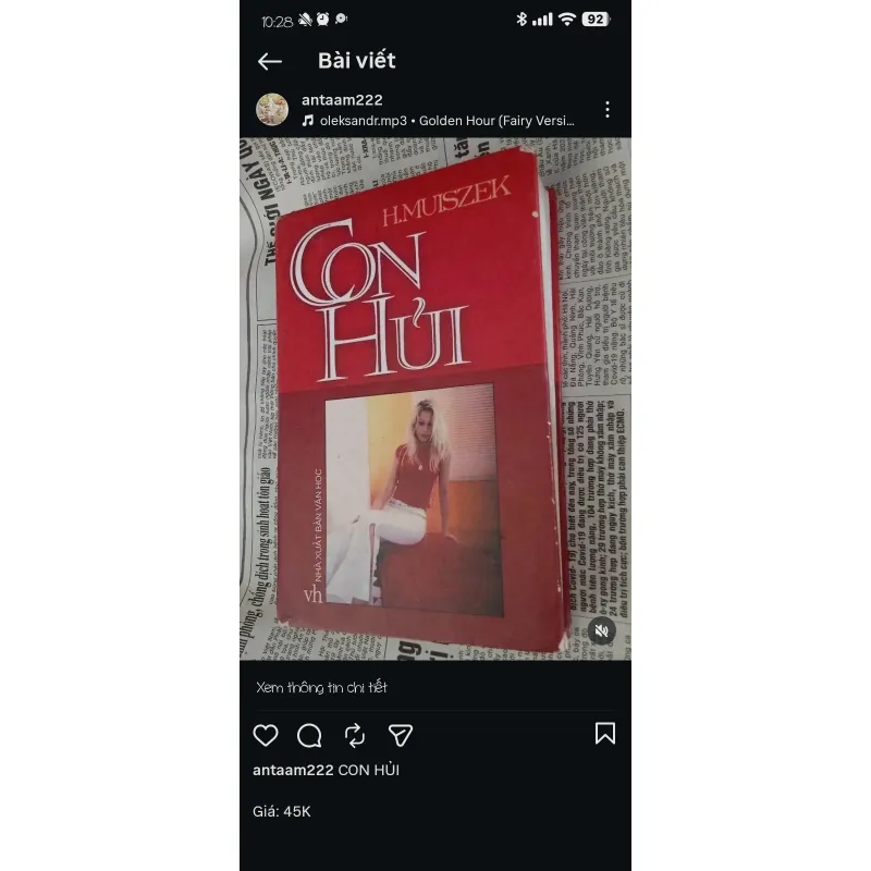 Sách: Tiểu thuyết - CON HỦI - H. Muszek - Mới 70% 934102