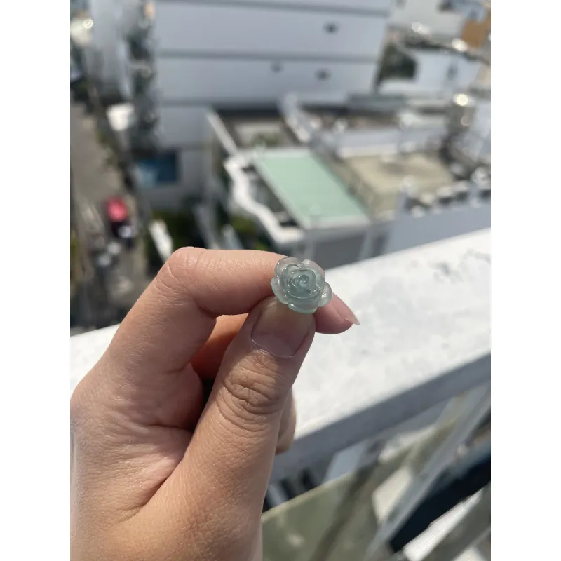 Bông tai/ Hoa tai lam ngọc - Type A (chuôi bạc - nút cao su) 800811