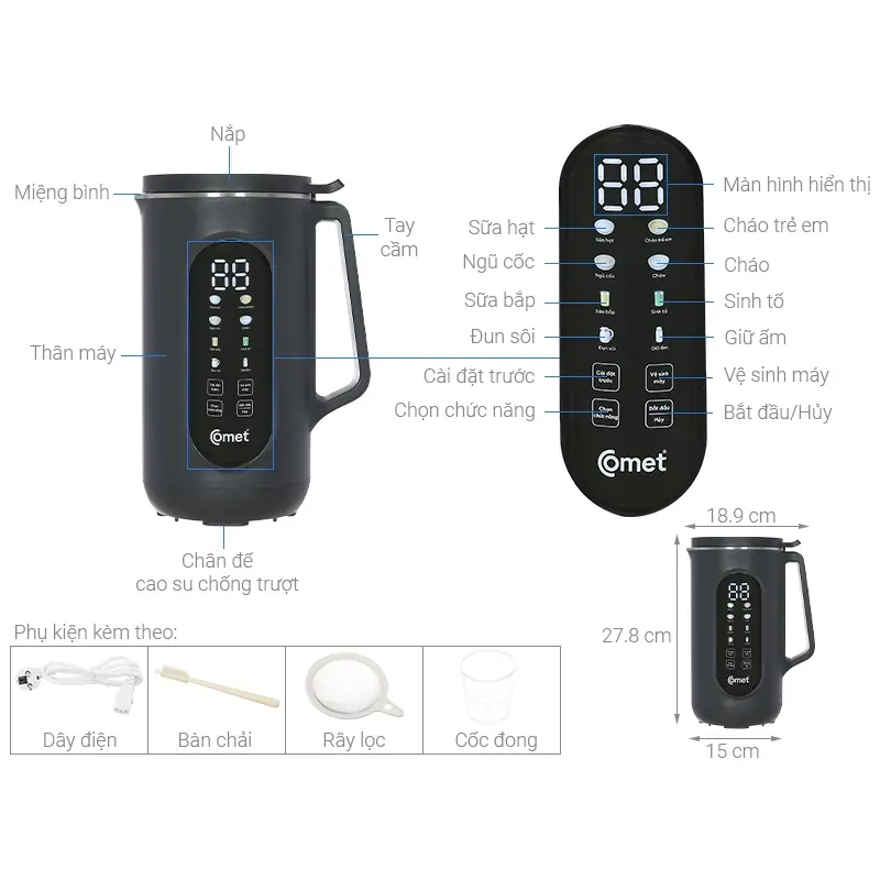 Máy làm sữa hạt Comet CM9216 745132