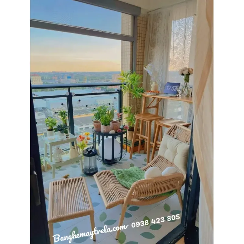 Ghế thư giãn ban công đan dây dù 694538