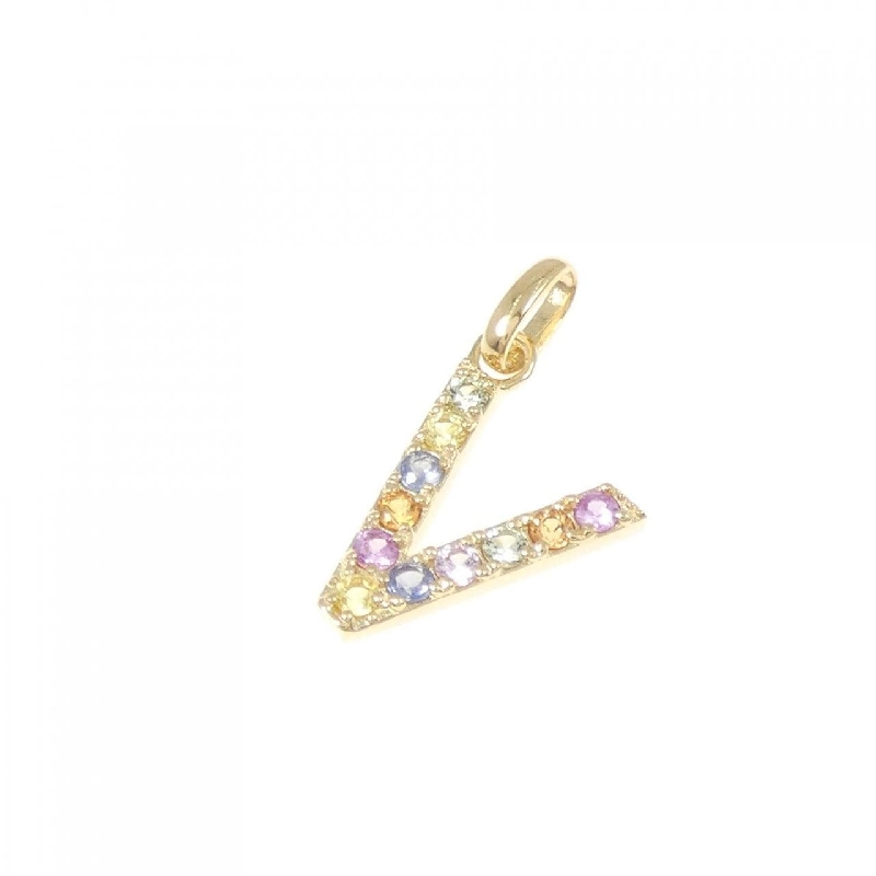 K18YG Chữ cái V Mặt dây chuyền Sapphire 0.18CT - Hàng hiệu Chính hãng 869445