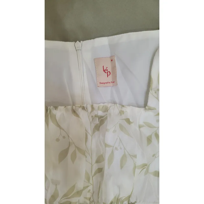 Đầm tơ họa tiết lá xanh 713669