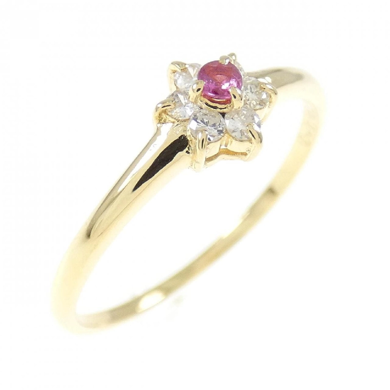 Nhẫn ruby K18YG hoa 673045