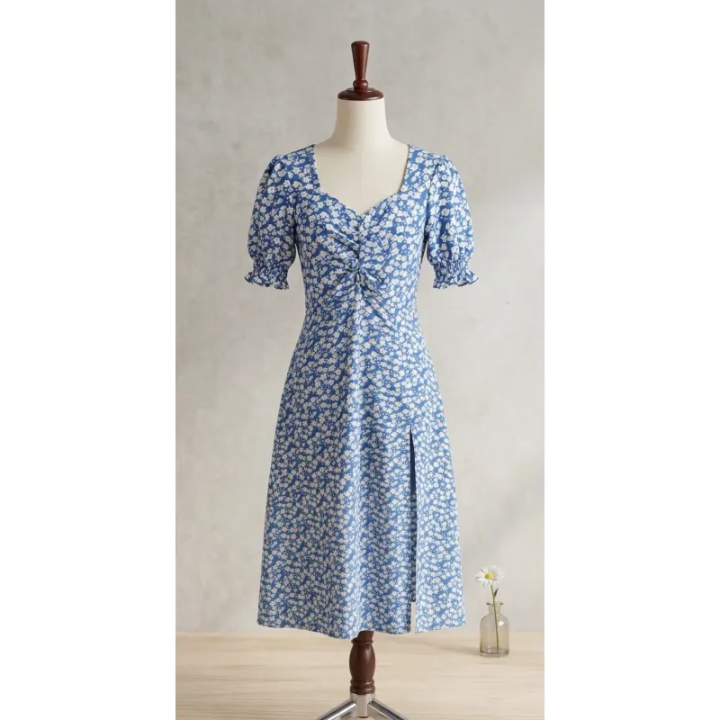 Váy Hoa Nhí Xanh Vintage - Tôn Dáng & Thanh Lịch 1010877