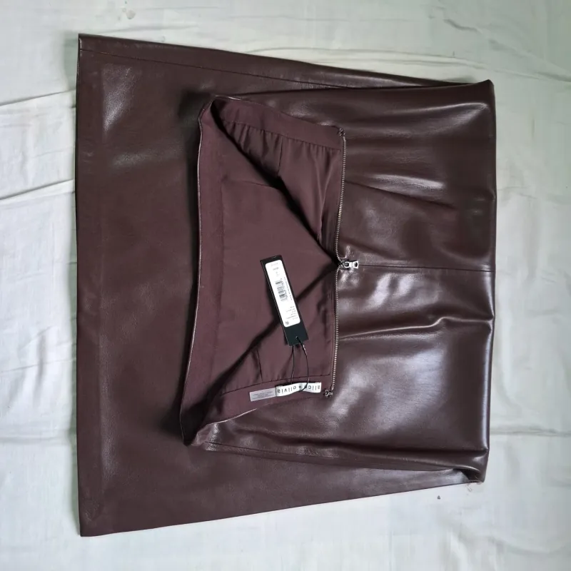 Chân váy da nappa cao cấp,  dài và xẻ bên hông, size L 750528