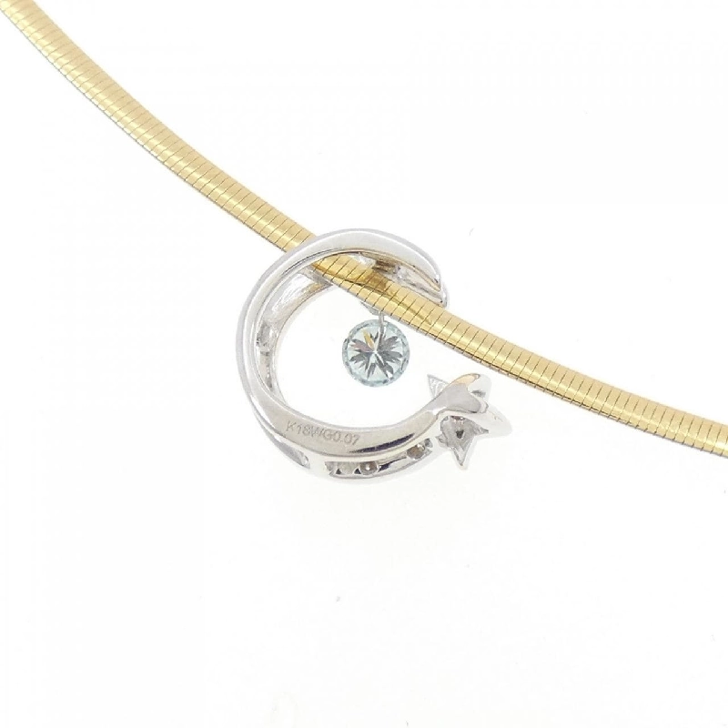 Dây chuyền kim cương hình mặt trăng và ngôi sao K18WG/K18YG 0.07CT - Hàng hiệu Chính hãng 861890