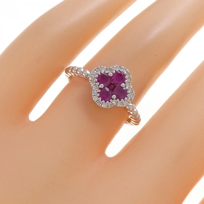 Nhẫn Ruby Hoa K18WG 0.55CT - Hàng hiệu Chính hãng 853819