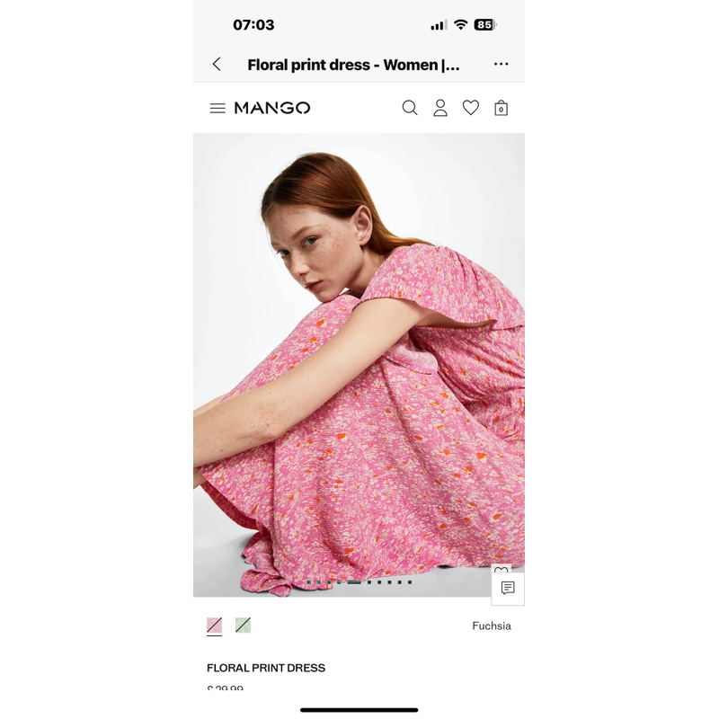 Đầm Floral Hồng Mango size XS chất liệu chun co giãn hàng chính hãng còn nguyên mác 461953