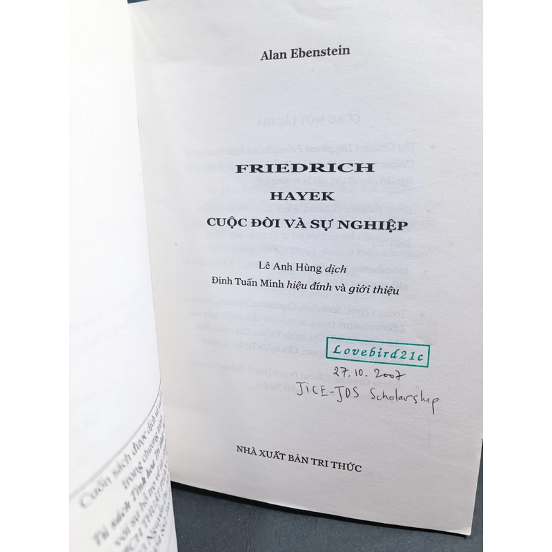 Cuộc đời và sự nghiệp của Friedrich Hayek- Alan Ebenstein 222906