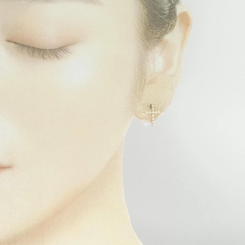 K18YG Bông tai kim cương chéo 0.20CT - Hàng hiệu Chính hãng 868743