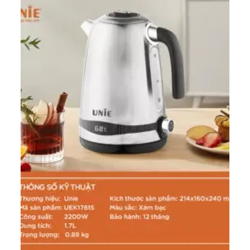 🌟 Ấm siêu tốc UNIE UEK1761S – Chất liệu inox 304 bền bỉ, nấu nước chuẩn ngon, sạch sẽ! 716126