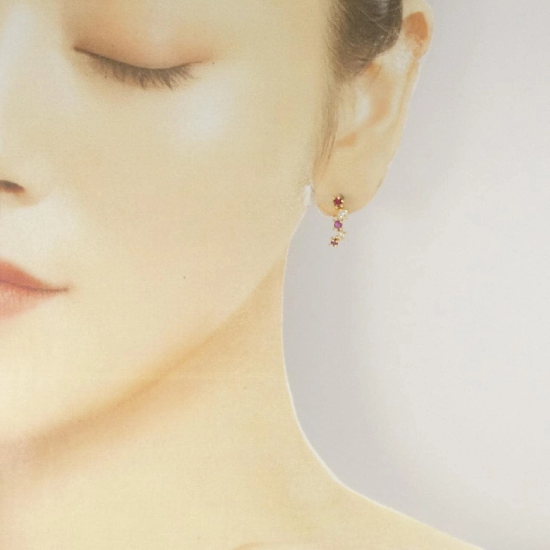 K18YG Bông tai Ruby - Hàng hiệu Chính hãng 868805