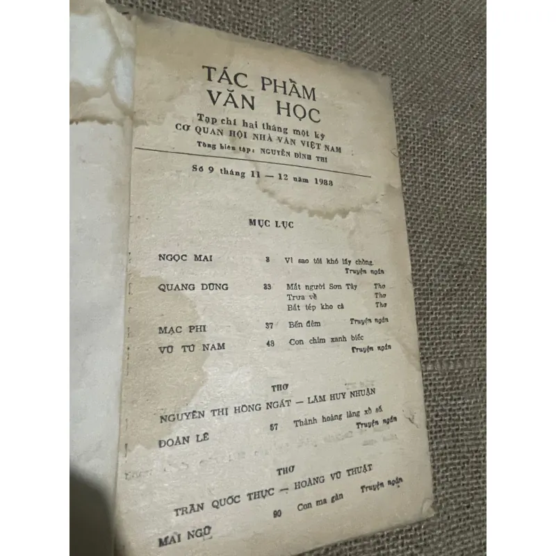 Tạp chí Tác phẩm Văn học - 1988 760442