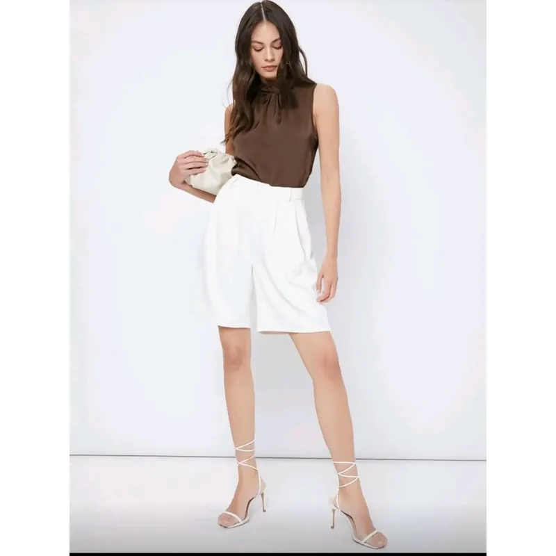 Áo cổ lọ có nút cài sau vải voan sáng trọng phù hợp đi làm, đi chơi 608910