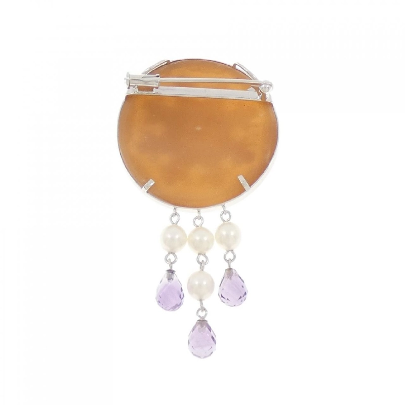 K18WG Shell Cameo Brooch - Hàng hiệu Authentic 872370