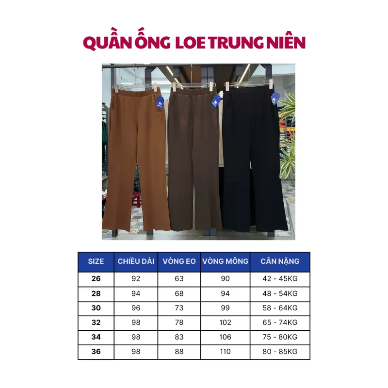 Quần lưng thun ống loe trung niên 782155