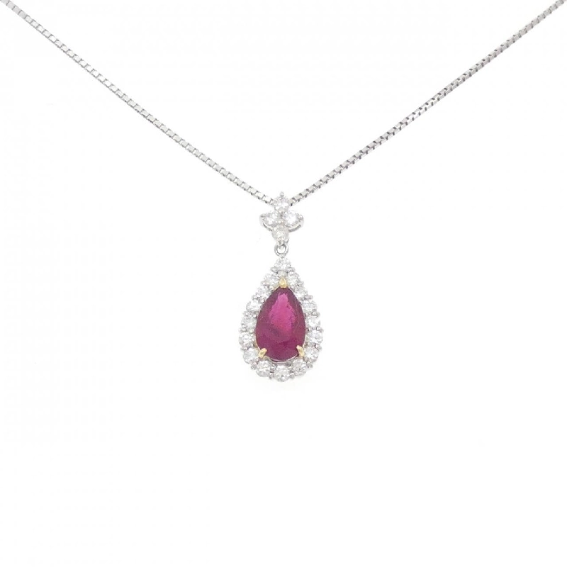Dây chuyền ruby PT900/K18YG/PT850 2.238CT xuất xứ từ Myanmar - Hàng hiệu Authentic 860294