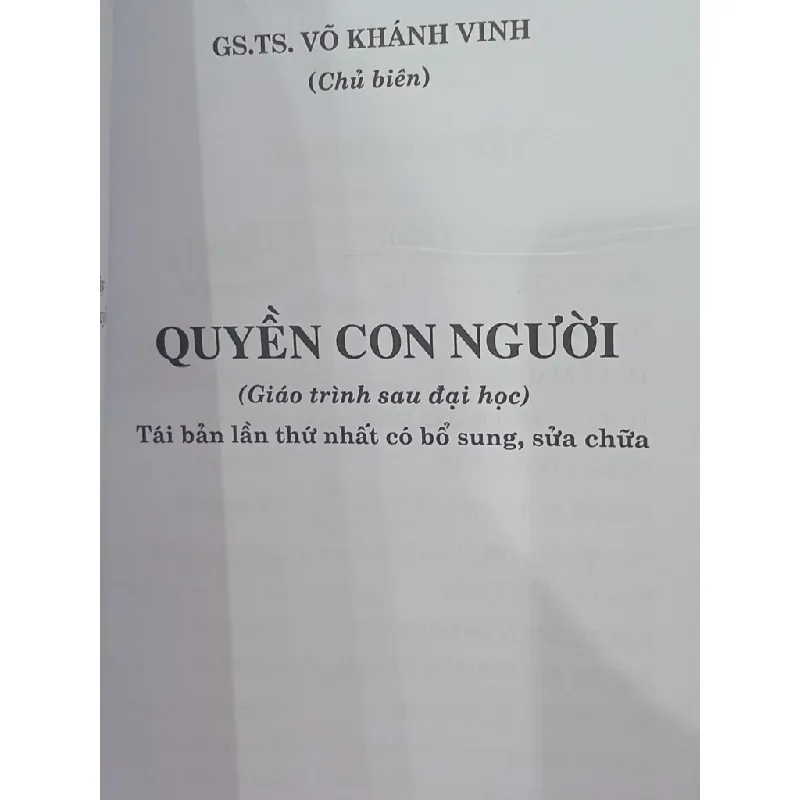 Quyền Con Người - GS.TS. Võ Khánh Vinh chủ biên 700599