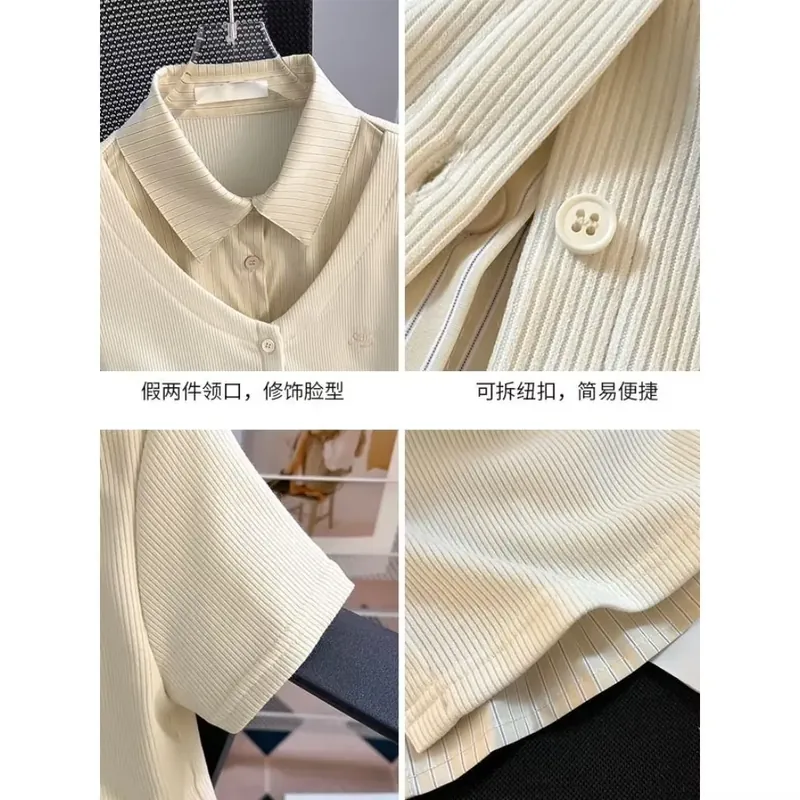 Áo thun cộc tay phối cổ sơ mi 663904