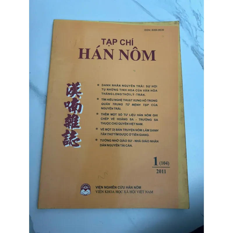 Tạp chí Hán Nôm, Số 1 (104), 2011 - Viện Nghiên cứu Hán Nôm 700397