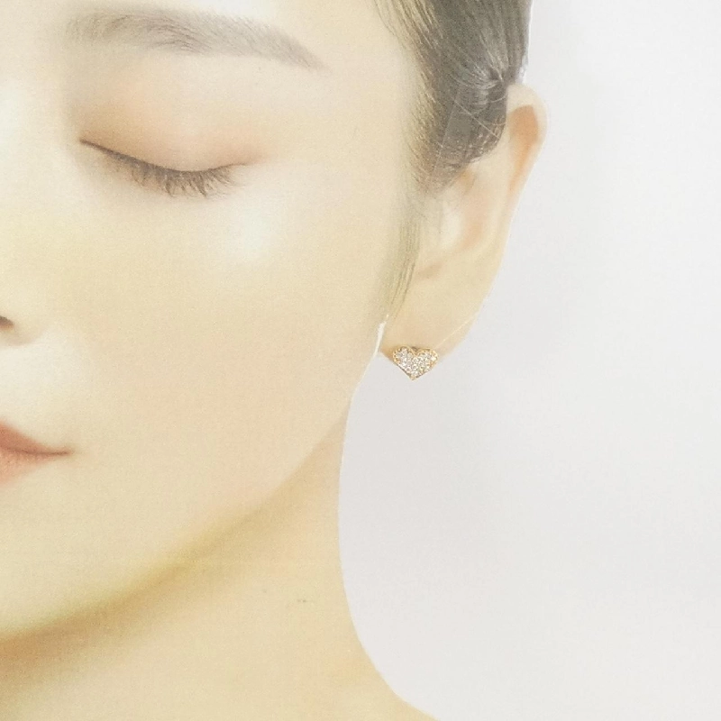 K18YG Pave Heart Diamond Earrings 0.40CT - Hàng hiệu Authentic 870510