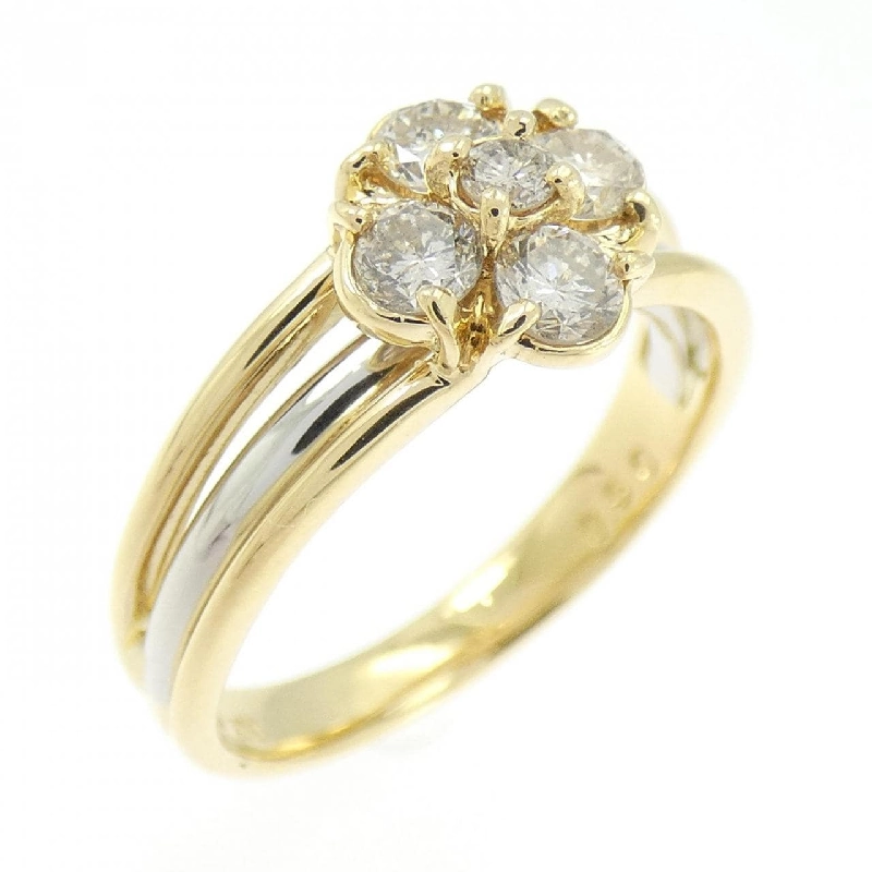 Nhẫn kim cương hoa K18YG/PT900 0.50CT 666812