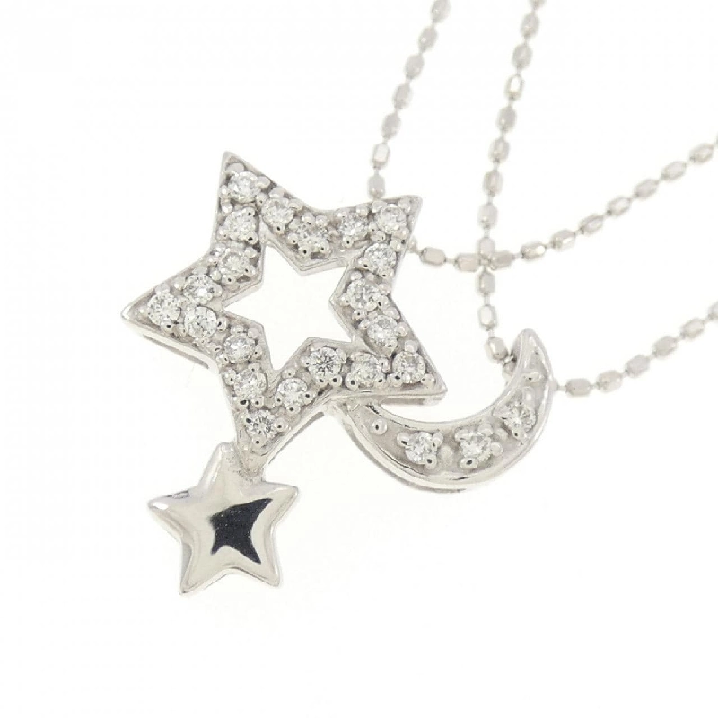 K18WG Ngôi sao × Mặt trăng Dây chuyền kim cương 0.15CT - Hàng hiệu Chính hãng 858952