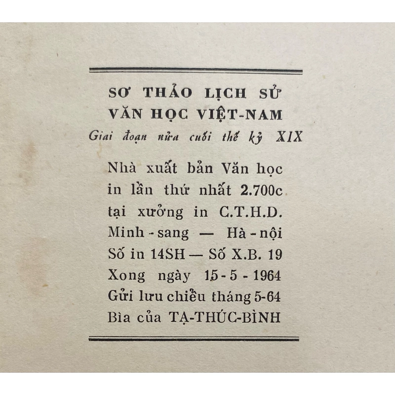 Sơ thảo lịch sử văn học Việt Nam - Xb lần I năm 1964 525102