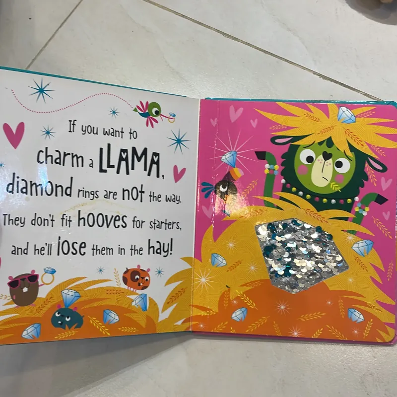 NGOẠI VĂN tiếng anh trẻ em bìa cứng : How to charm a LLAMA - with two-way sequins!  1027554