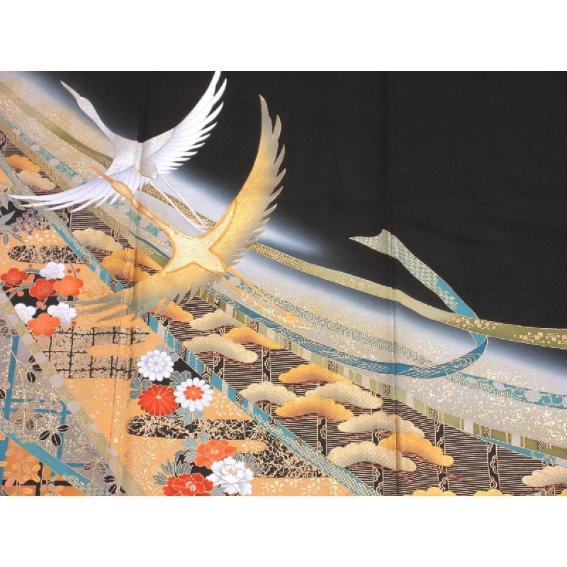 Áo kimono lưu tơ thêu họa tiết vàng - Hàng hiệu Authentic 876625