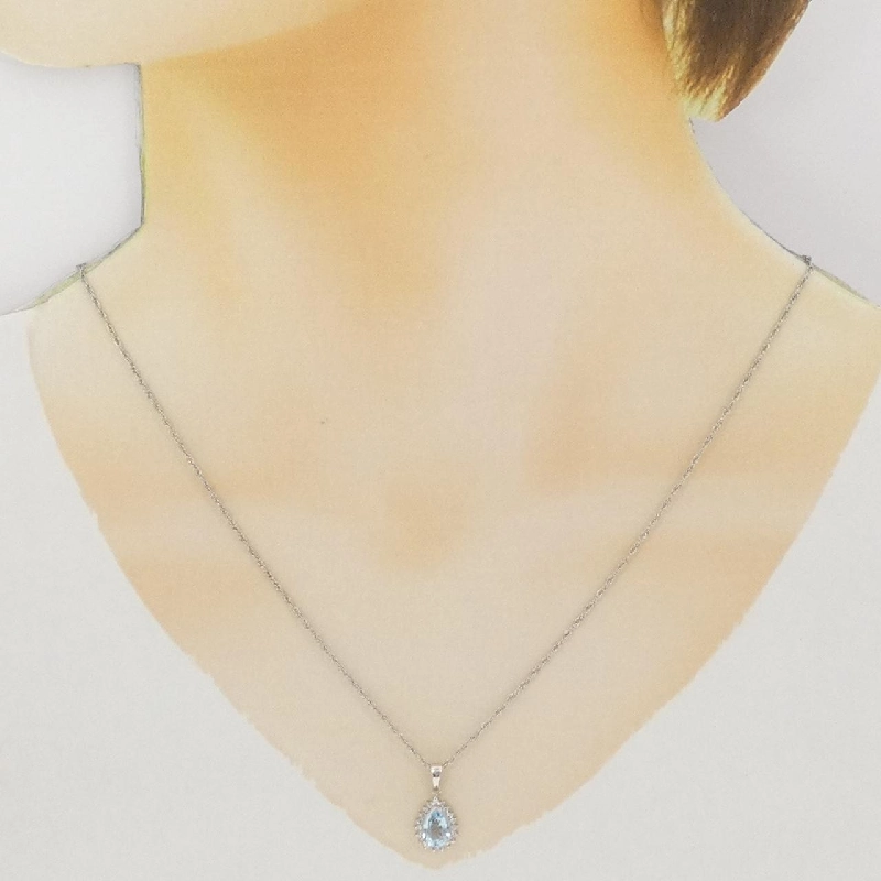 Dây chuyền aquamarine PT900/PT850 0.81CT - Hàng hiệu Authentic 861040