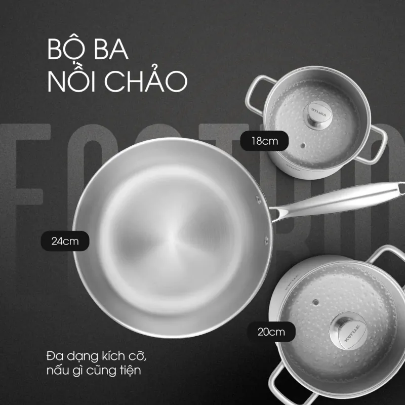 🥘🌿 BỘ NỒI CHẢO KALITE ECO TRIO – AN TOÀN SỨC KHỎE – CHỐNG DÍNH CAO CẤP 720841