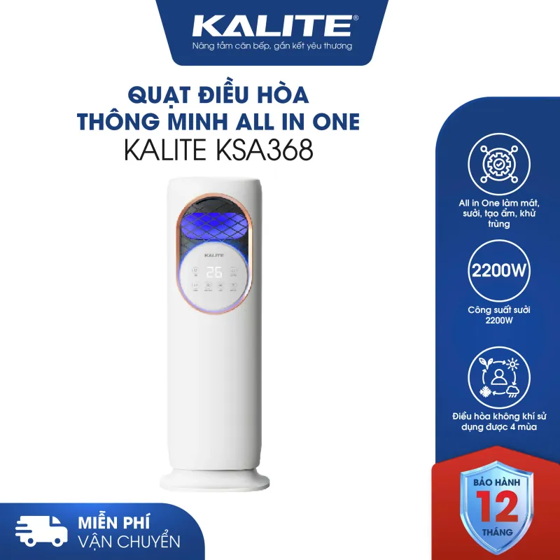 Quạt điều hòa thông minh All in One KSA368 làm mát, sưởi, tạo ẩm, diệt khuẩn 586384