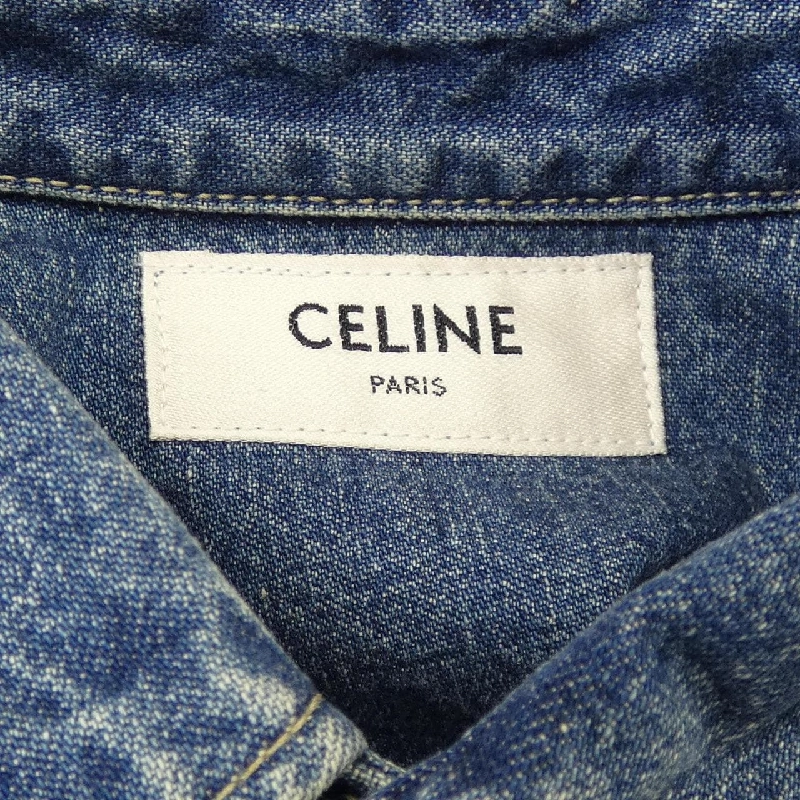 Áo sơ mi cropped denim wash đại dương liên minh CELINE 628462