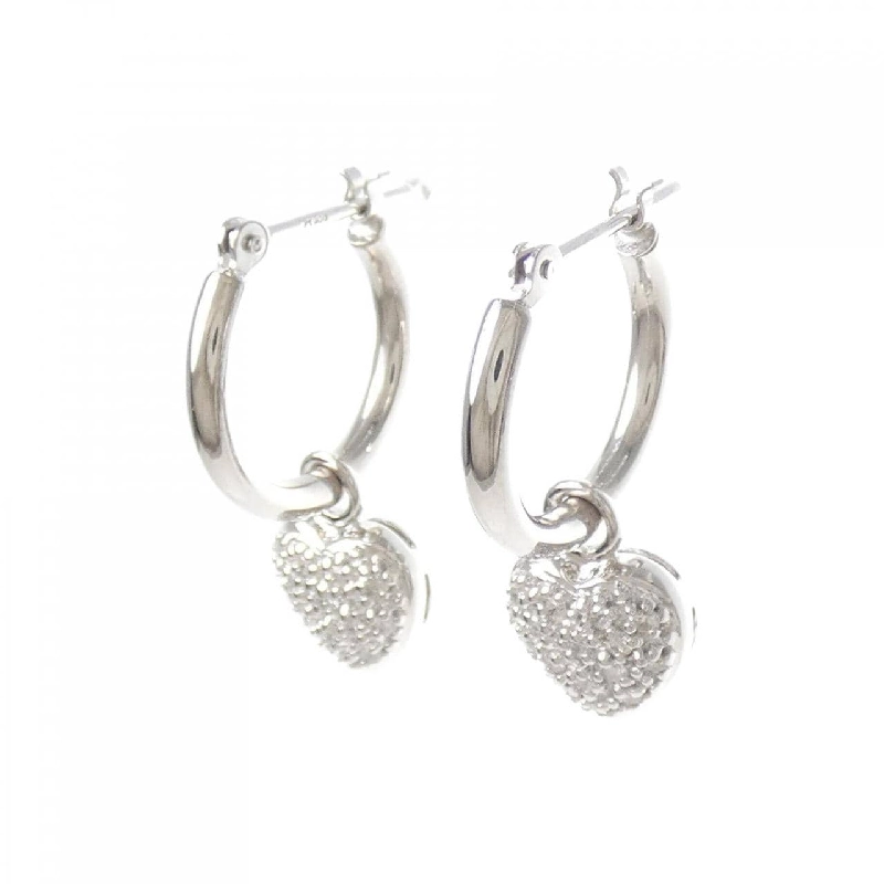 PT900/K18WG 2WAY Heart Pave Diamond Earrings 0.20CT - Hàng hiệu Authentic 872905
