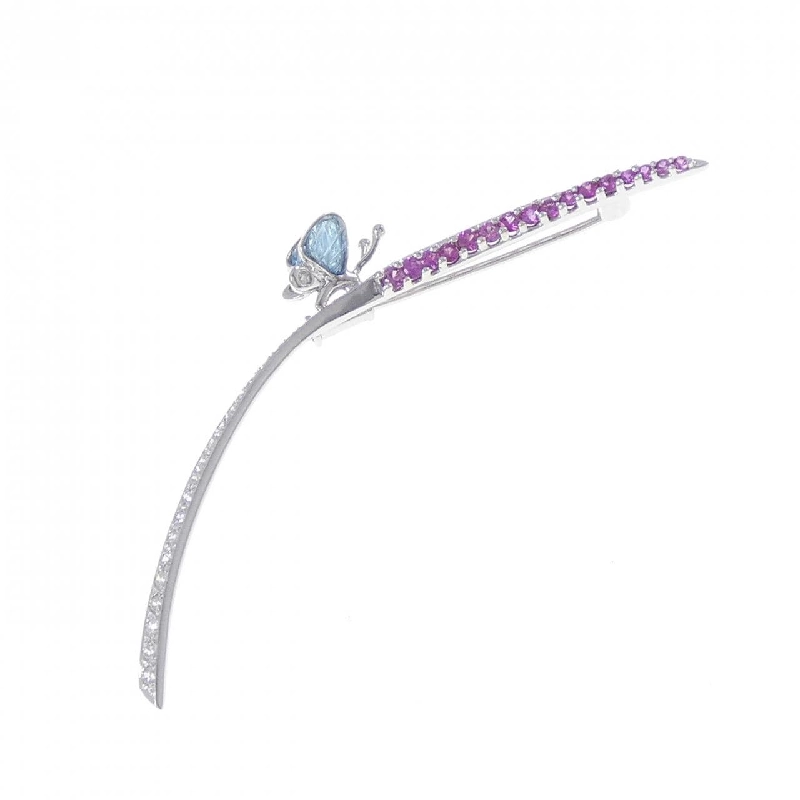 K18WG Bướm Đá Màu Brooch - Hàng hiệu Chính hãng 872366