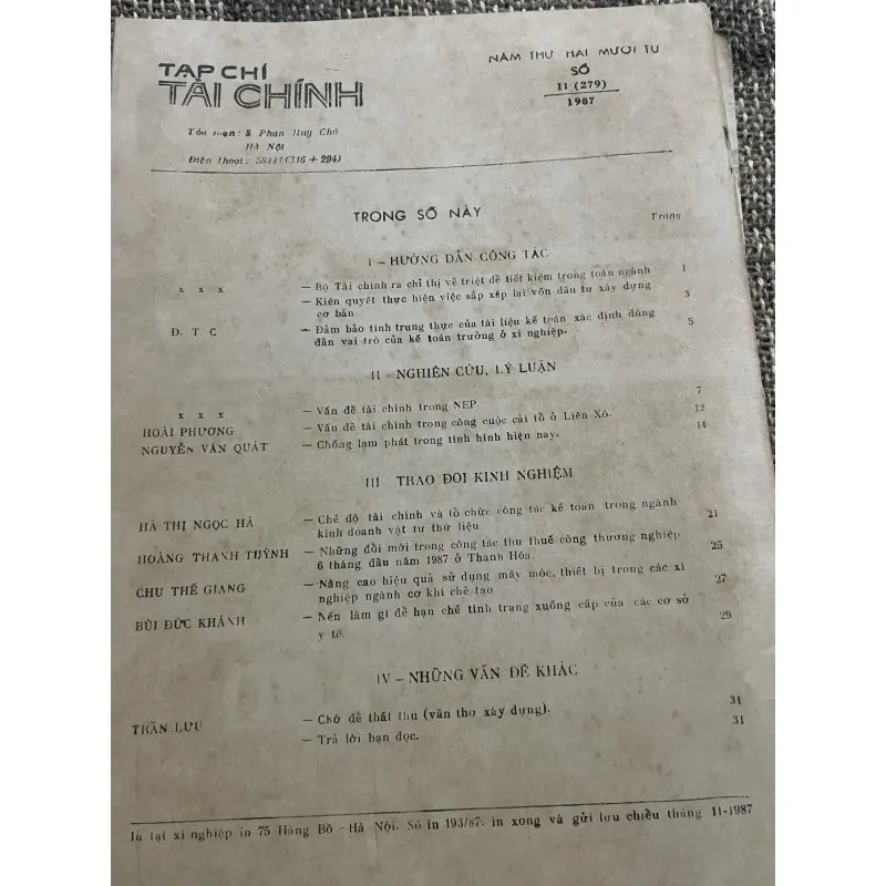 Tạp chí tài chính - khổ lớn - 11.1987  1021374