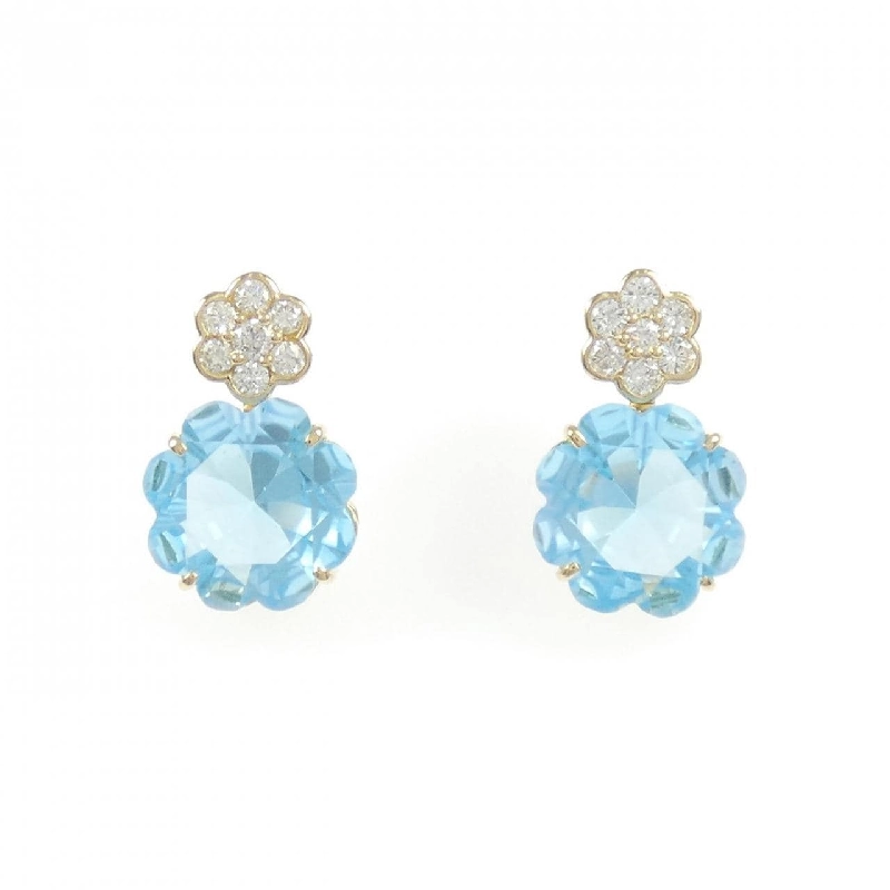 K18YG Blue Topaz Bông tai 8.89CT - Hàng hiệu Chính hãng 862880