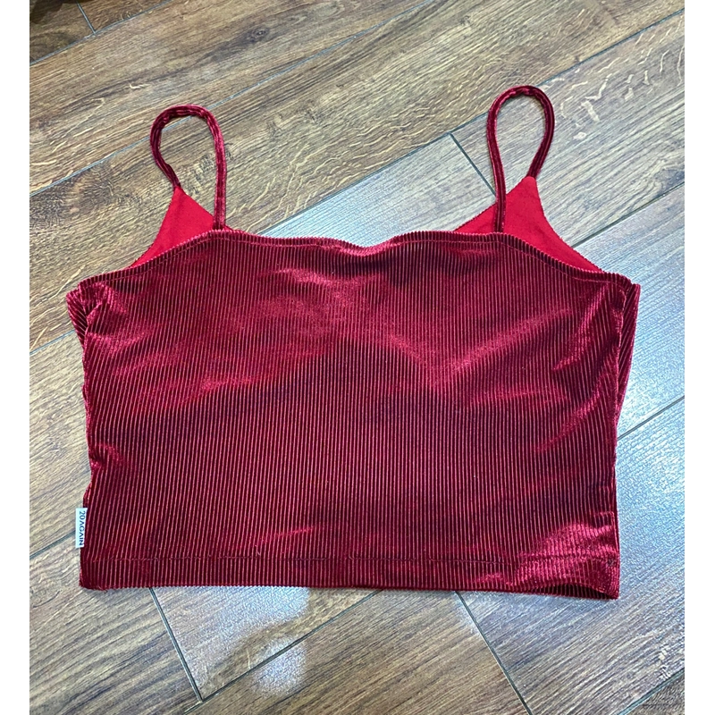 QUÀ 0Đ CHO ĐƠN QUẦN ÁO/ ĐỒ DÙNG KHÁC TRONG SHOP**** ÁO CROPTOP 2 DÂY NHUNG FREESIZE ĐỎ MẬN 537378