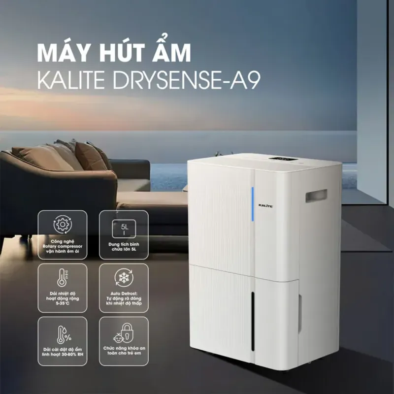 🛡️ Máy hút ẩm Kalite Drysense-A9 – Chống nồm ẩm, hạn chế vi khuẩn 780570