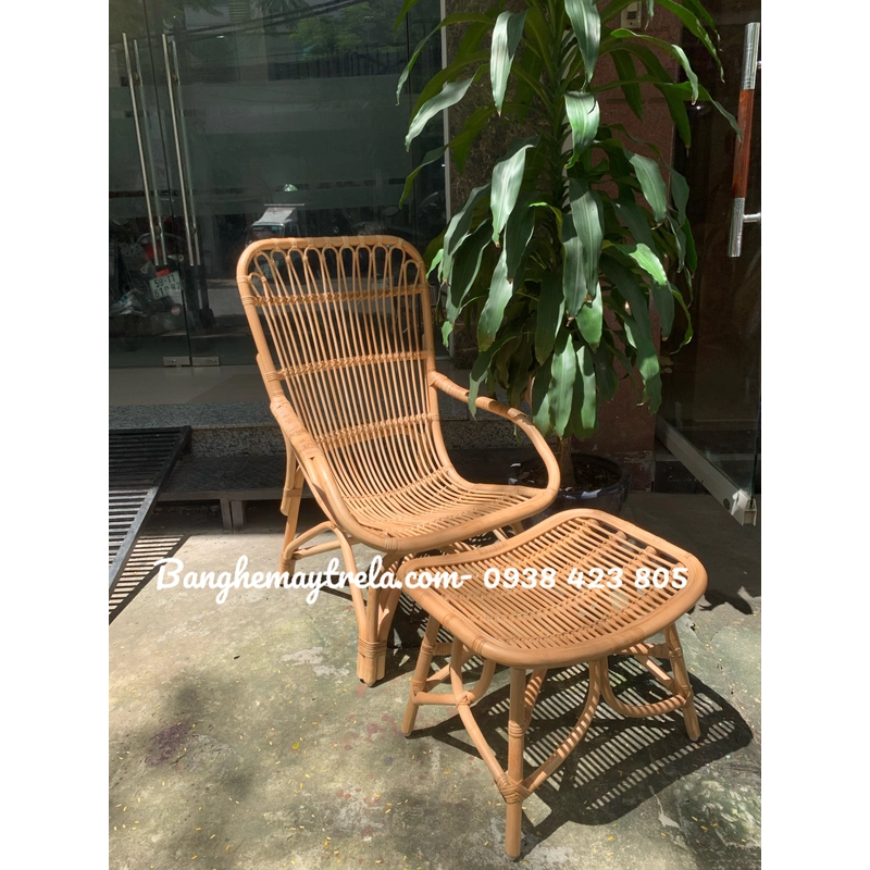 Ghế mây tự nhiên lưng cao kèm tay vịn 479525